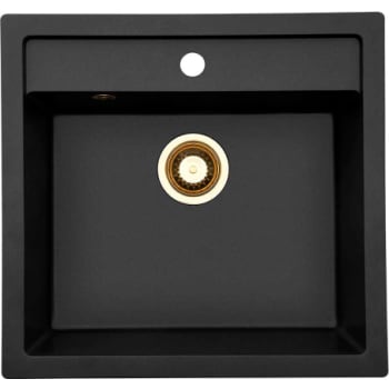 Lavabo Jupiter 60 Granitek køkkenvask, sort, messing afløb