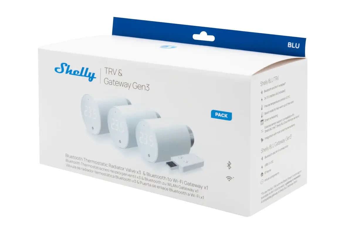Shelly BLU TRV 3-pack + 1 x BLU Gateway Gen3