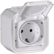 PLEXO55 komplet Schuko stikkontakt auto terminal 16A 2M hvid