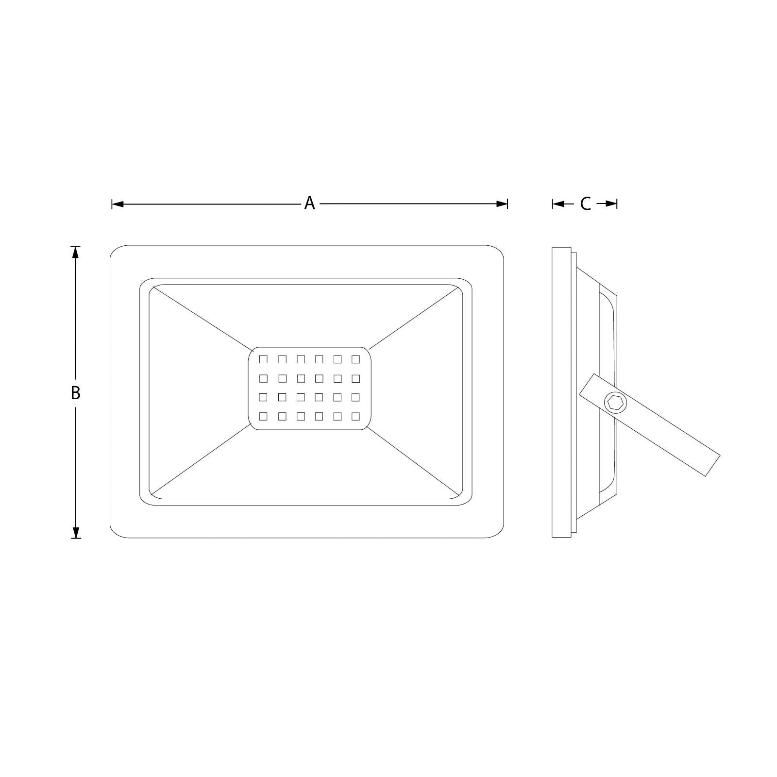 100W LED Projektør 3000K 8100 Lumen