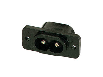 Apparatfatning - 2pol C8 han for flad C7 (8-tal) stik, Sort