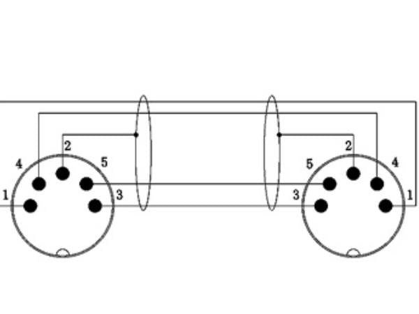Midi audiokabel - 2 x 5 pol 180° DIN han, Sort (6m)