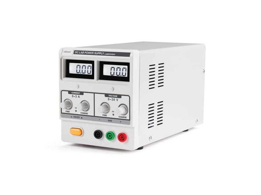 Laboratoriestrømforsyning - 0-30V / 0-3A m. sikkerhedsbøsn.
