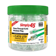 Simply45 RJ45 Pass-Through stik CAT6 UTP uskærmet, 100 STK