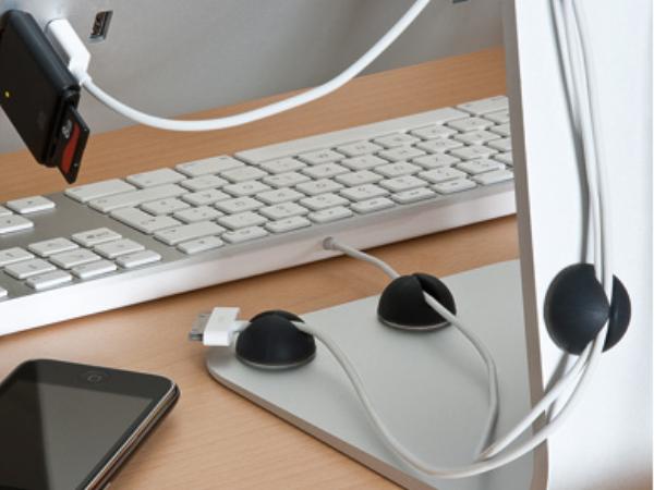 Fleksible kabelholder - Selvklæbende, Sort (5 stk.)