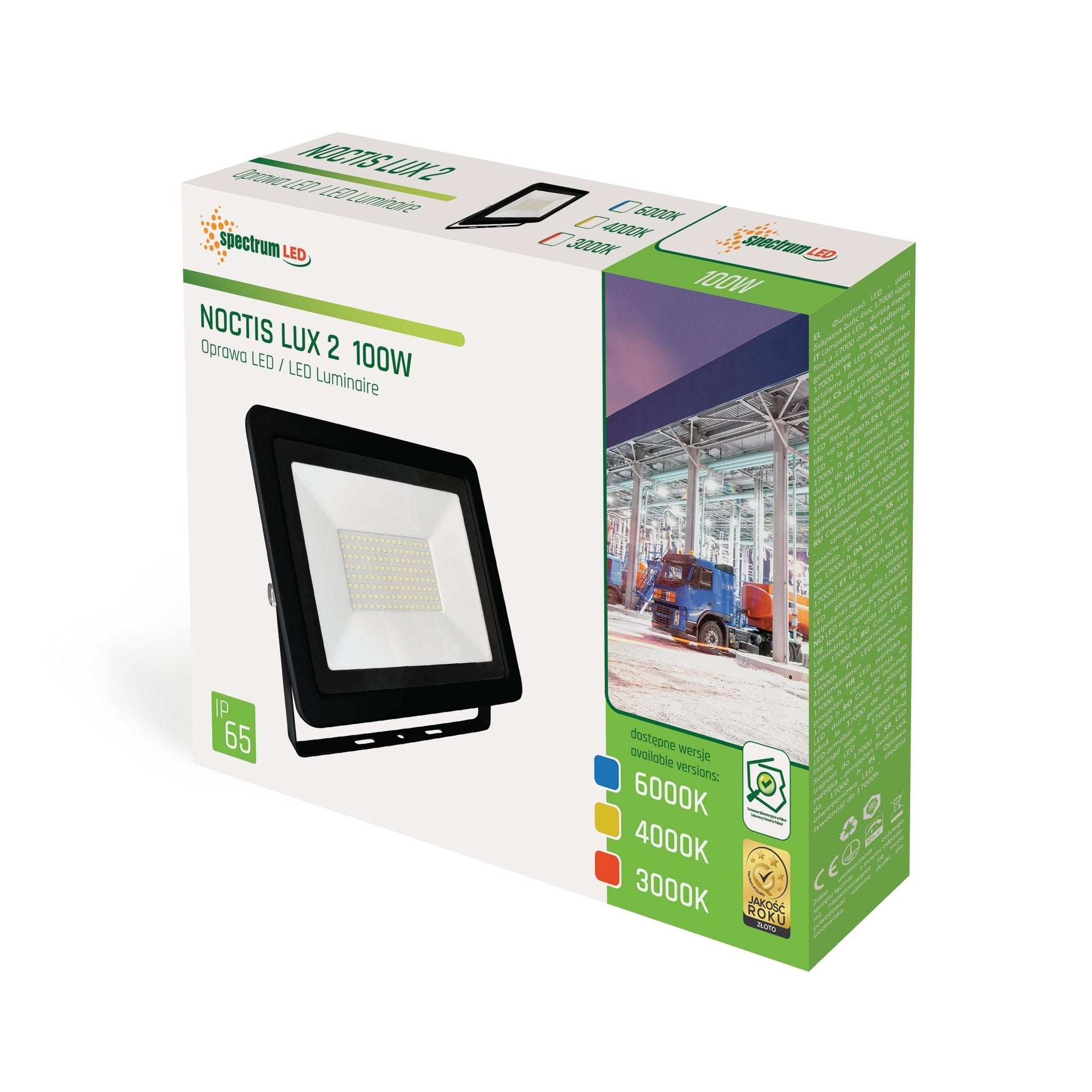 100W LED Projektør 3000K 8100 Lumen