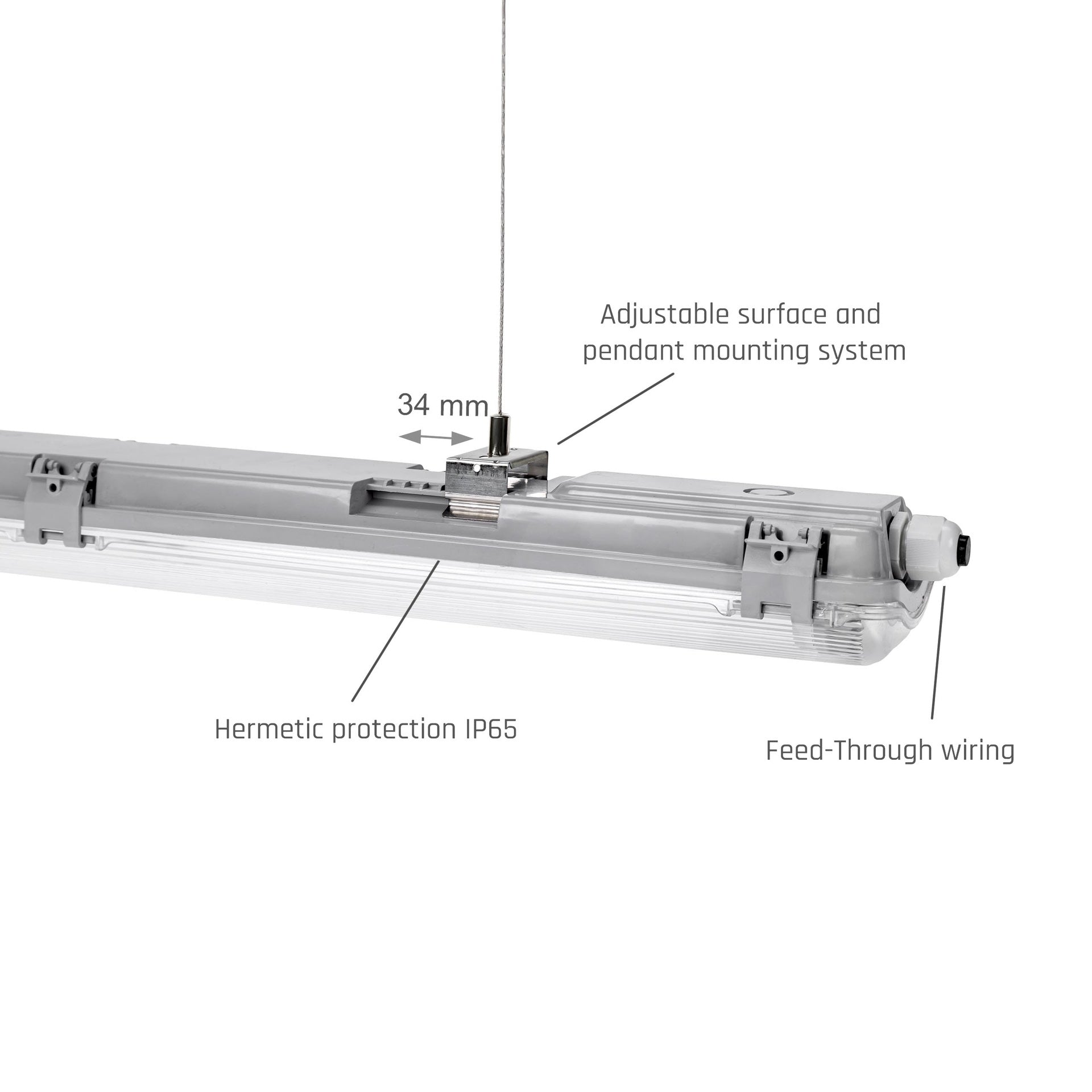 Limea LED armatur for LED rør 2x120cm IP65