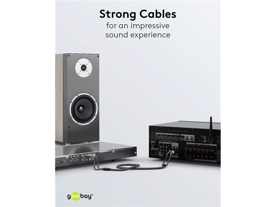 Stereo RCA(Phono) kabel, tekstilkappe (1m)