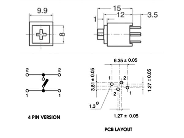 Tastaturkkontakt - OFF-(ON), 500N