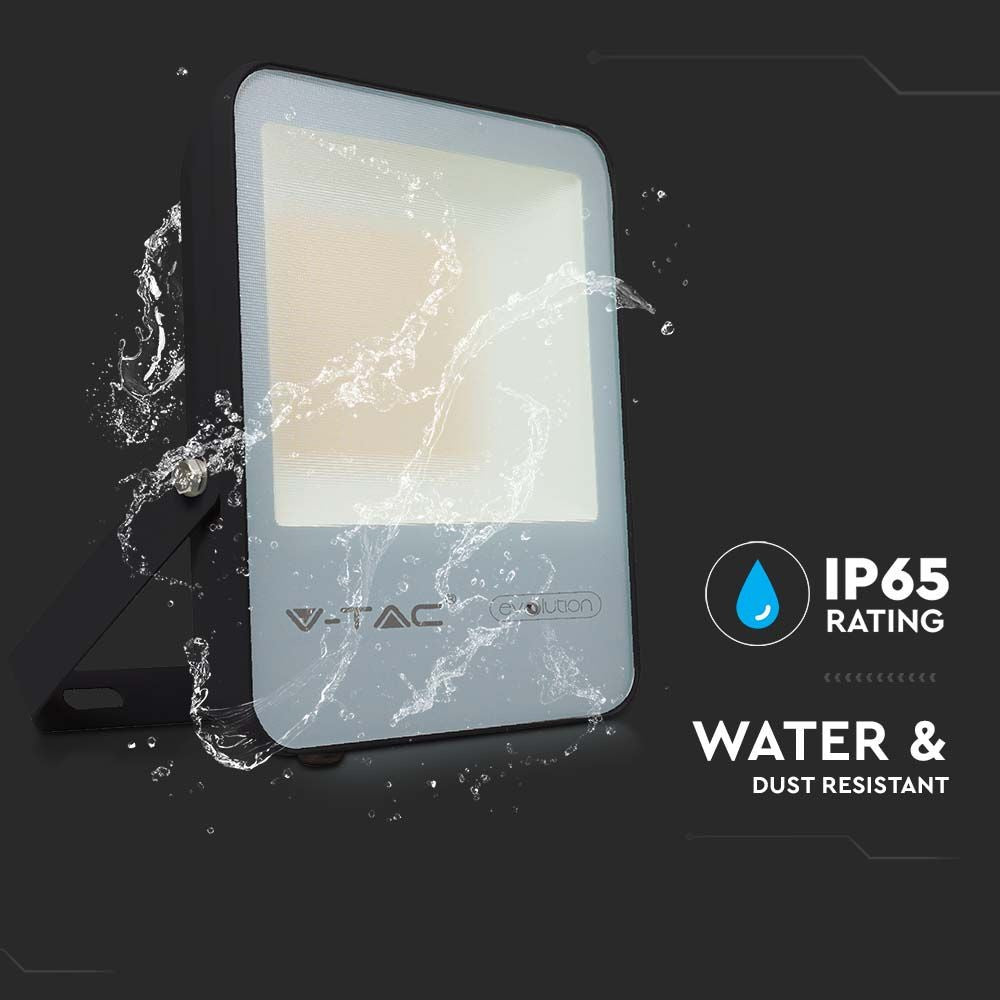 50W LED Projektør - 6400K Sort Hus, Grå Glas, 185lm/W - V-Tac Evolution serie med 5 års garanti