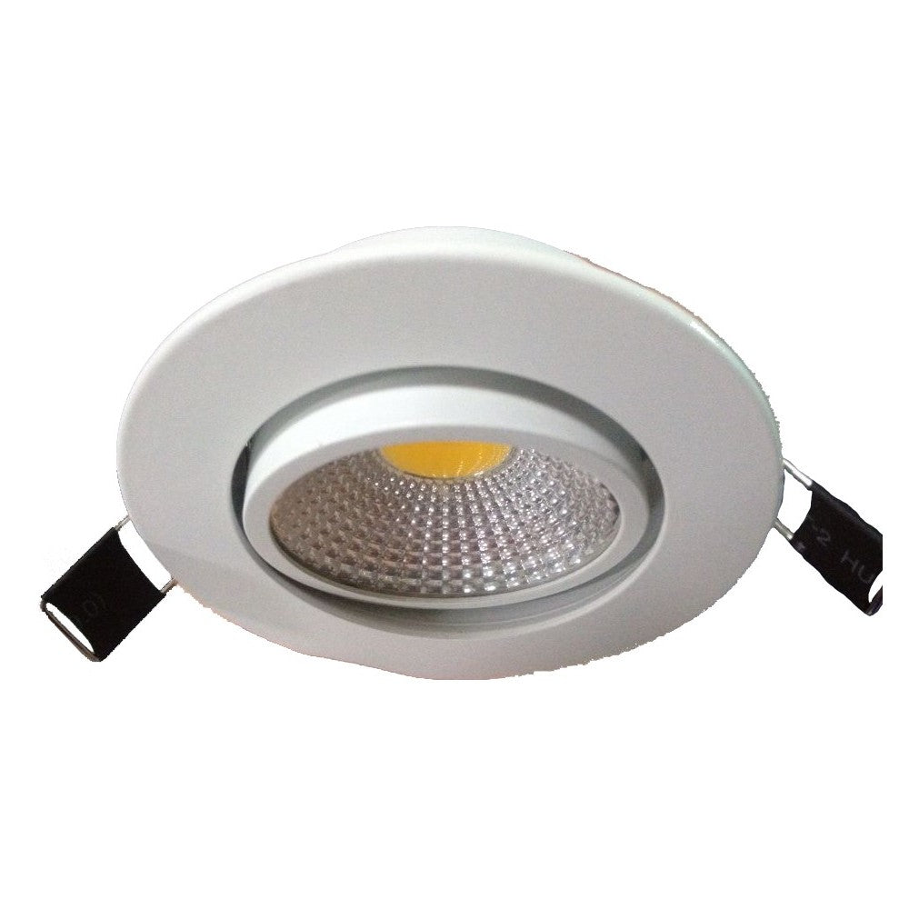 3W indbygningsspot - Hul: Ø6,7-8 cm, Mål: Ø8,5 cm, hvid kant, dæmpbar, 12V/24V