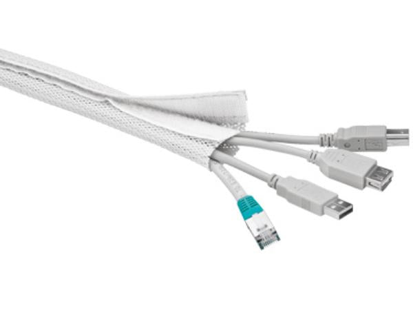 Kabelsok - Med velcro, Ø20-30mm, Hvid (5m)