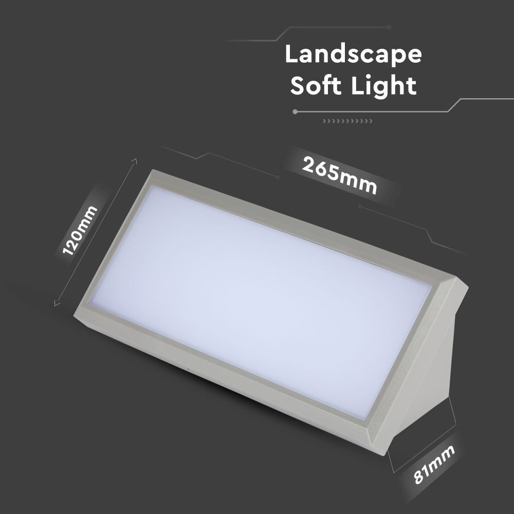 12W LED Landskab Udendørs - Soft Lys Medium, 3000K, Grå, Hus, IP65, RA80
