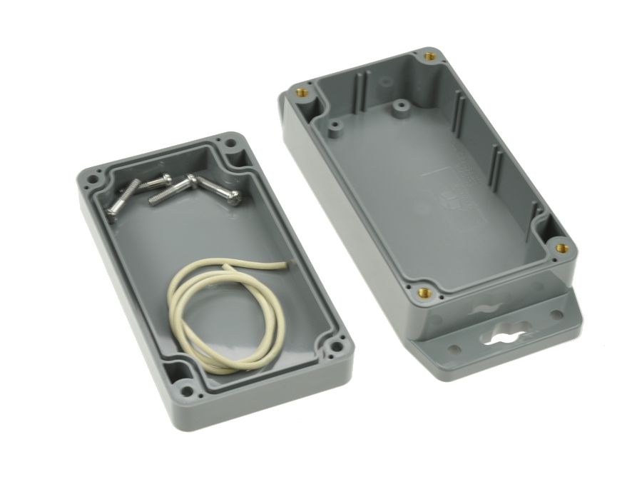 Plastkabinet m. flanger - Grå, IP65 (115x65x40mm)