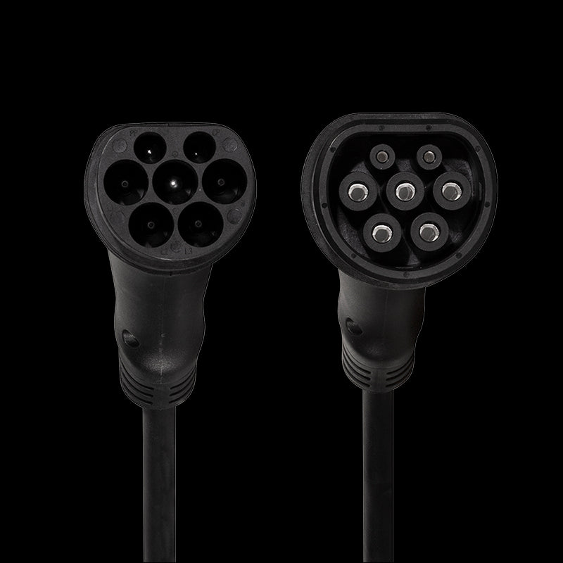 Spiral ladekabel til elbil - 11kW, 20A, 3-faset, type 2 (5m)