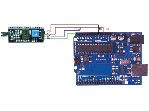 PCF8574 I2C LCD (1602, 2004) interface (til Arduino)