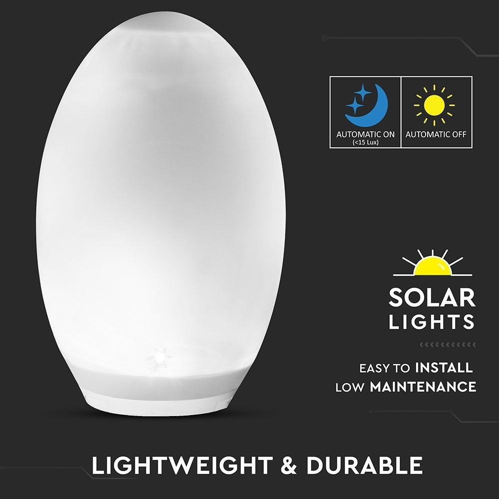 V-Tac RGB+W LED Solcelle-Æg Ø18,8 cm - Effekt 1W, 5lm