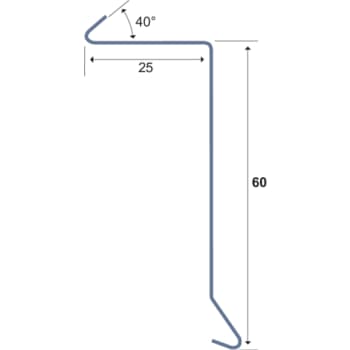 Løskant 60x25x1000mm. Svækket for samling.