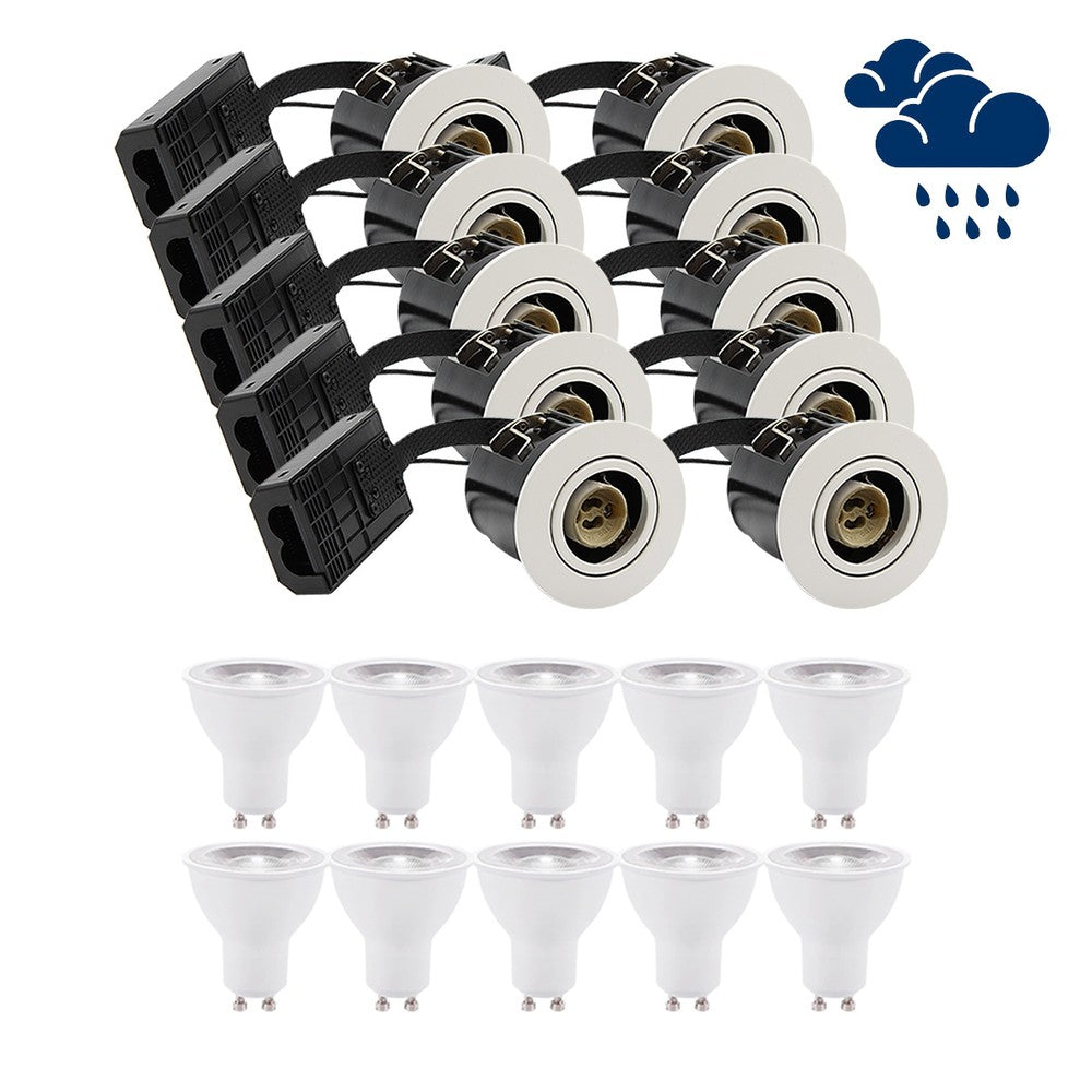 10 stk. LEDlife indbygningsspot Inno88 Udendørs - Inkl. 4,5W GU10, Hvid, IP44, godkendt i isolering