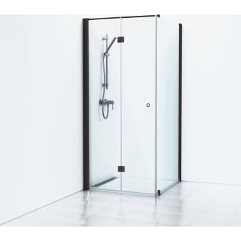 Skoga Brusehjørne Folde/Fast 100x93 Sort Mat/Klart glas IntGr