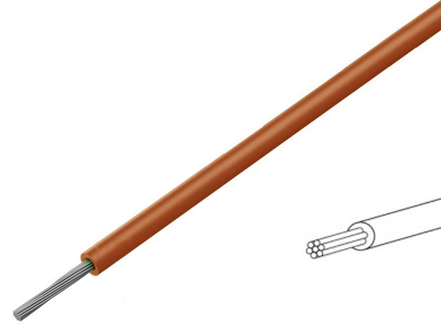 Monteringsledning - 0,2mm² trådet fortinnet CU, Brun (100m)
