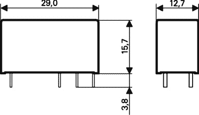 Miniature relæ - 12VDC / 8A, 2 x skifte (DPDT)