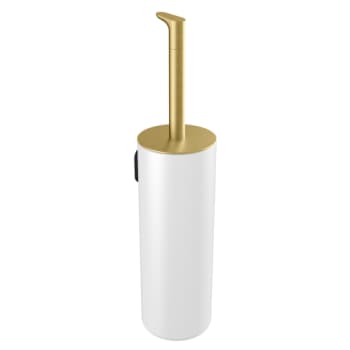 Toiletbørste, børstet messing/hvid