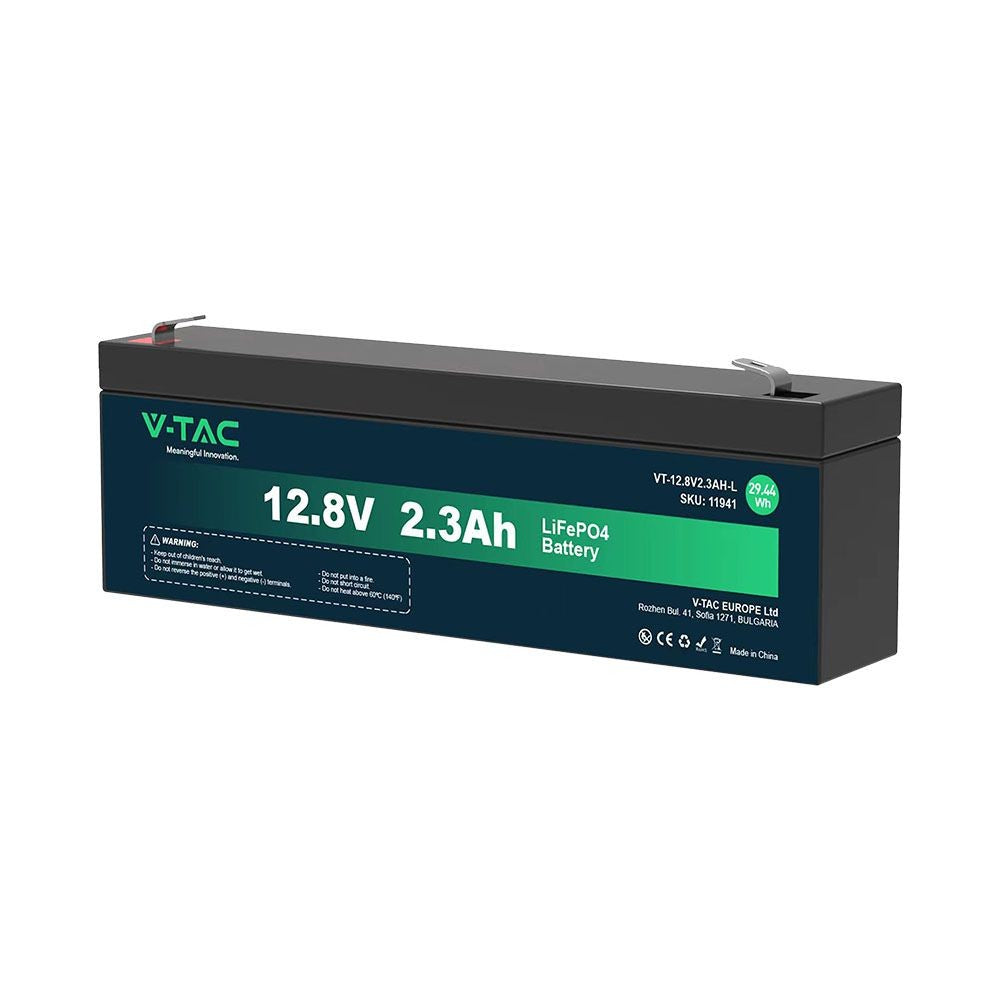 Genopladeligt 12.8V lithiumbatteri med 2.3Ah kapacitet til langvarig strøm - Ideelt til diverse elektroniske enheder.