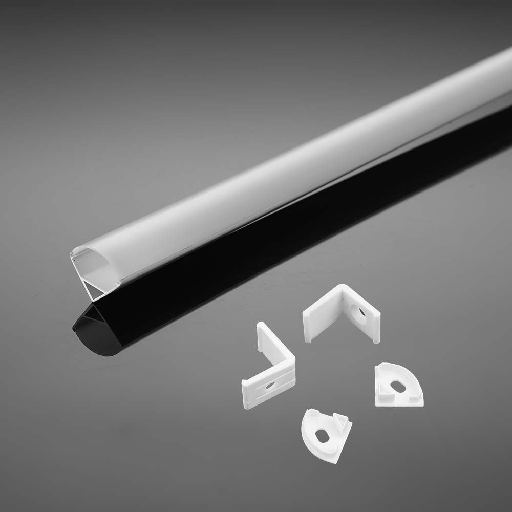 Monteringssæt til LED Strip PCB 12mm Hjørne, 2000x15,8x15,8mm, Hvid