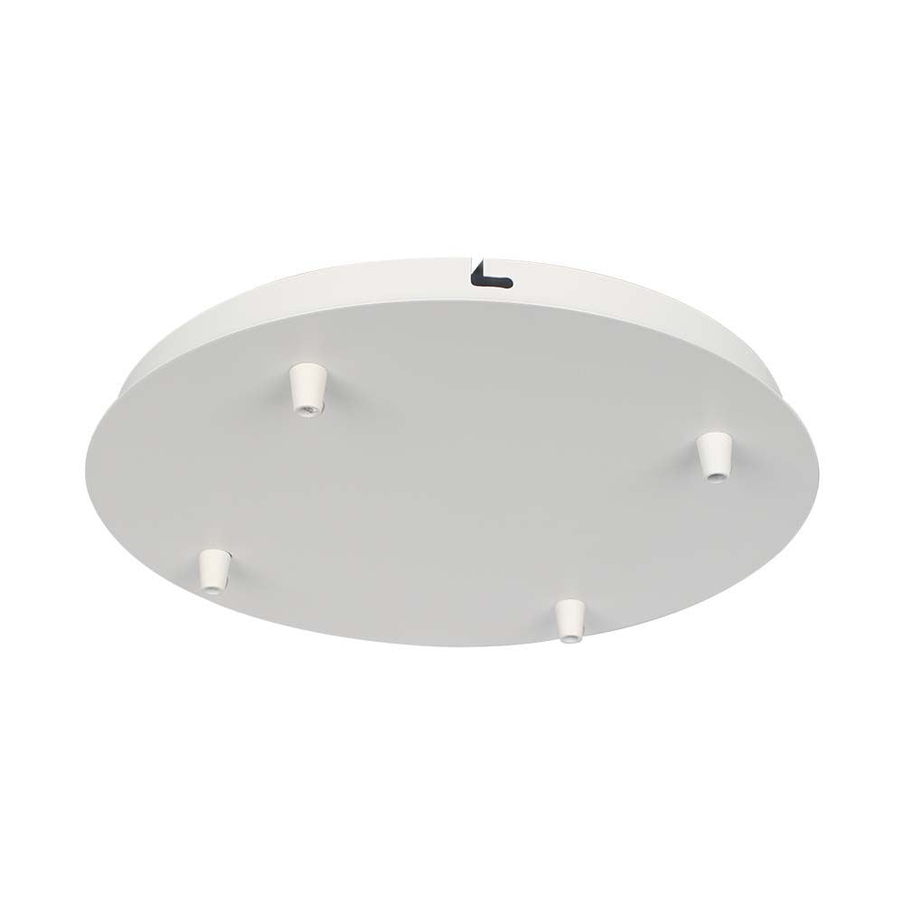 Stål Baldakin - Mat Hvid, Diameter 300mm, Højde 25mm, 5 Huller