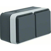 Berker Stikkontakt Schuko dobb vandr kompl grå W.1 IP55, 2 indf.