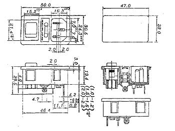 Apparatfatning - C14, kontakt og sikringsholder, Sort