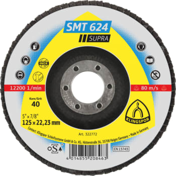 Slibetallerken SMT 624 Supra, stål og rustfrit stål, 125 mm, K40