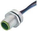 Flangestik M12 han 4-polet A-kodet frontmonteret 4x0,34mm2 ledninger PP 0,2 meter