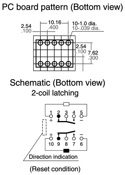Kiprelæ (bistabil) - 12VDC / 1A, 2 x skifte (DIP10)