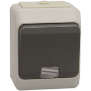 Stænktæt trykafbryder m. lampe IP44 - grå