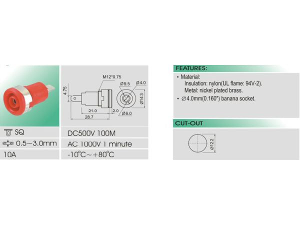 Bananbøsning - 4mm, Hvid, IEC1010
