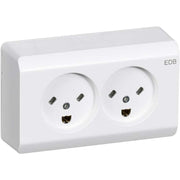 Opus 66 stikkontakt dobbelt udvendig EDB hvid