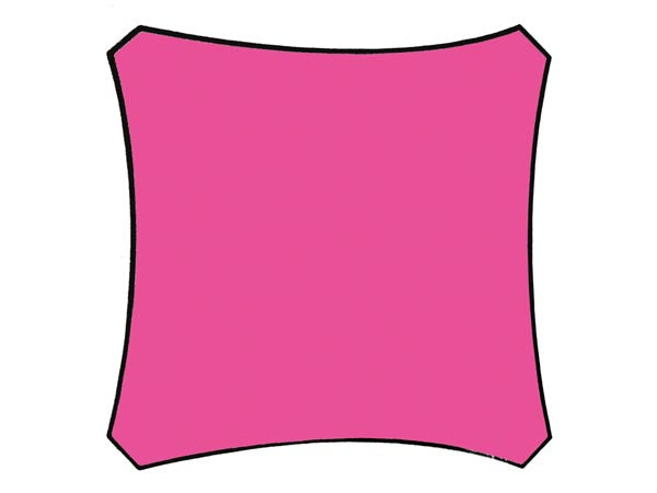 Kvadratisk solsejl - 3,6 x 3,6m FUCHSIA