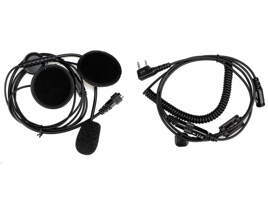Motorcykel PMR headset m. PPT og 2 pin Kenwood stik