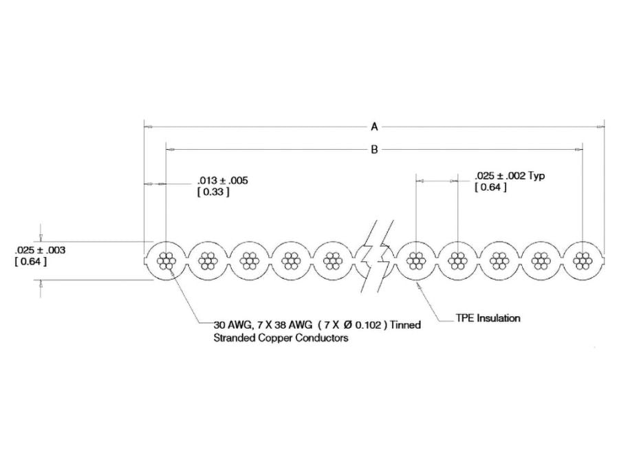 Fladkabel - 10 pol 0,635mm AWG30, Grå (metervare)