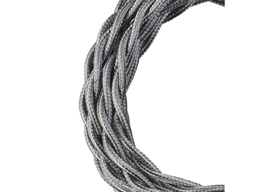 Stofledning - 2 x 0,75mm², Snoet, Metallisk SØLV (3m)