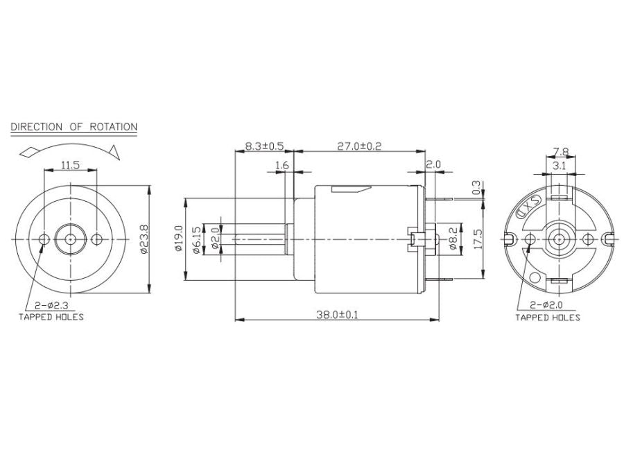 Mini DC motor - 1,5-3Vdc / 300mA 14200rpm
