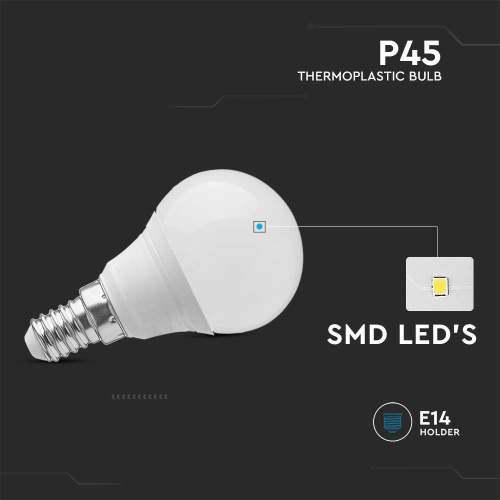 4,5W LED Pære i Plastik med E14 Fatning - 3000K, 470lm - Energibesparende belysning til dit hjem