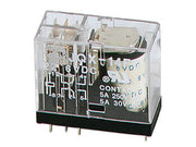 Vertikalt relæ - 12VDC 5A, 2 x skifte (DPDT), 8-ben (5mm)