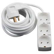 EDB stikdåse 3-vejs m. jord og 5 m. ledning - hvid