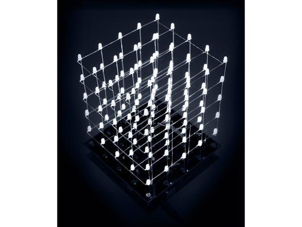 K8018W - 3D LED kube, 5x5x5 hvide LED, programmerbar via USB