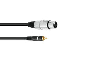 XLR adapterkabel - XLR hun til RCA(Phono) han, Sort (2m)