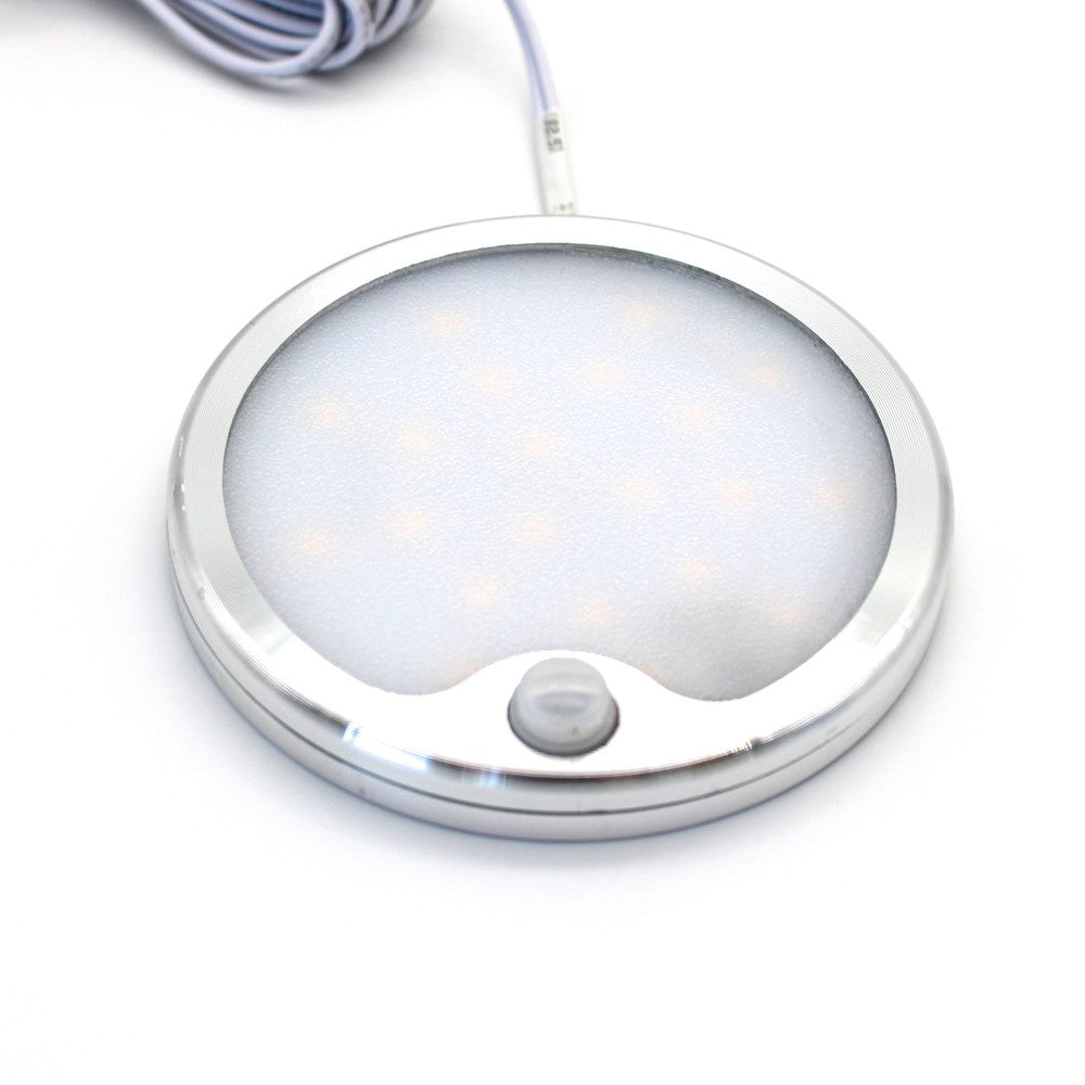 LEDlife Sono60s møbelspot - Påbygning, Sensor, Ø6 cm, børstet stål, 12V