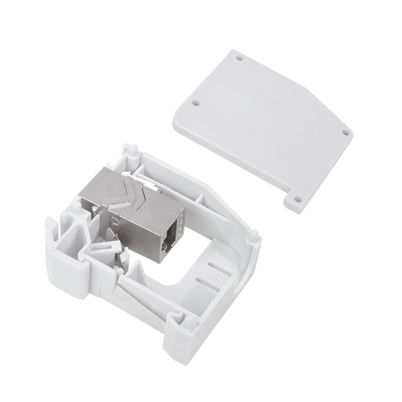 DIN-skinne adapter m. 2 x RJ45 CAT6a keystone fatning, plast